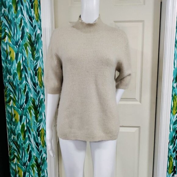 Sarah Spencer Angora, Wool Super Soft Cream Gold Speck Sweater M - Picture 2 of 6